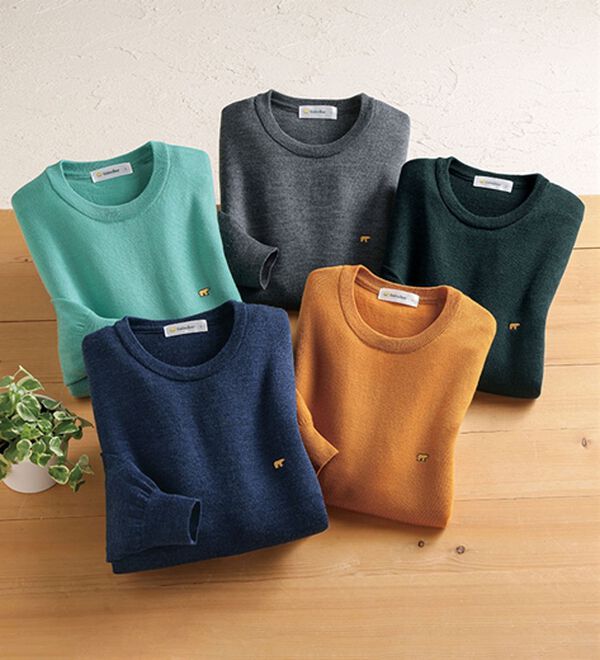 「＜ゴールデンベア＞メリノウールクルーネックセーター（メンズニット・セーター）」｜詳細画像