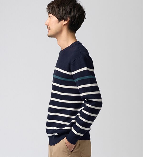 REMEN'S（リメンズ）の「【洗える】やわらかタッチボーダークルーネックセーター（メンズニット・セーター）」｜詳細画像