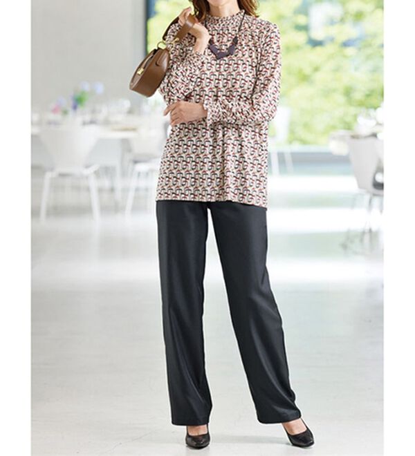 BELLUNA（ベルーナ）の「花粉が付きにくい！静電防止ドレープパンツ（フルレングスパンツ）」｜詳細画像