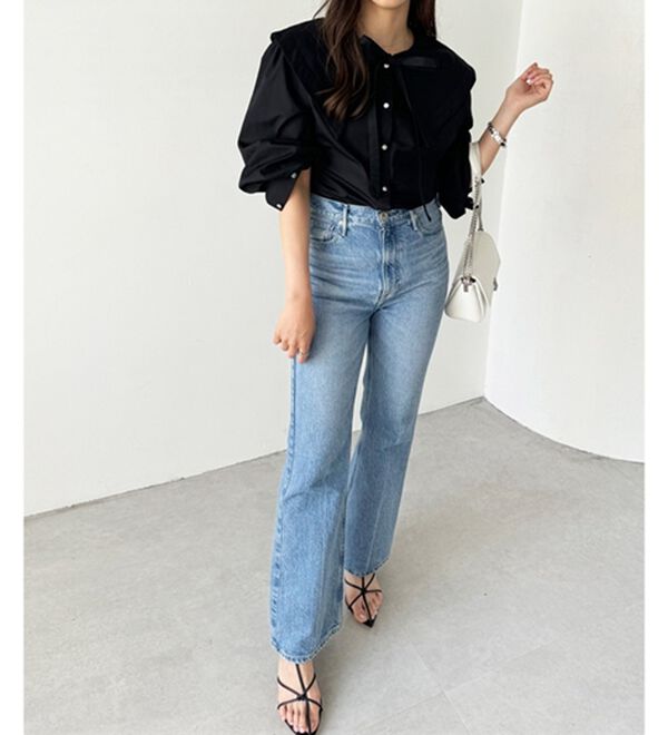 GeeRA（ジーラ）の「ケープ衿シャツブラウス（ブラウス）」｜詳細画像