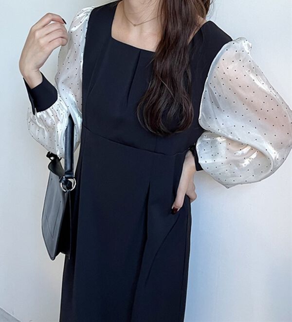 GeeRA（ジーラ）の「【オケージョン】バックリボンシアードット切替ワンピース（その他ワンピース）」｜詳細画像