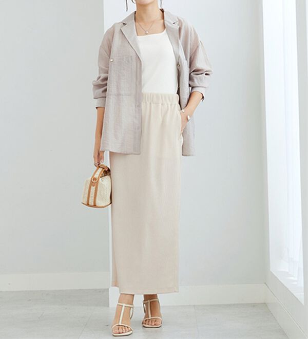 GeeRA（ジーラ）の「【着回し力◎】楽ちんすっきり見え！リブロングスカート（ロングスカート）」｜詳細画像