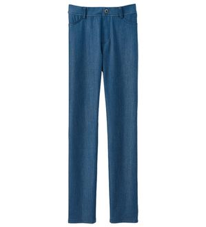 BELLUNA（ベルーナ）の「涼やか裏メッシュストレートパンツ（フルレングスパンツ）」｜デニム調