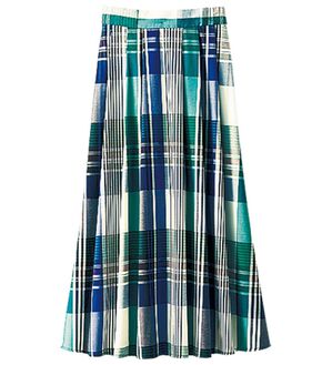 BELLUNA（ベルーナ）の「大人顔フレアーデザインスカート（ロングスカート）」｜ターコイズ系チェック