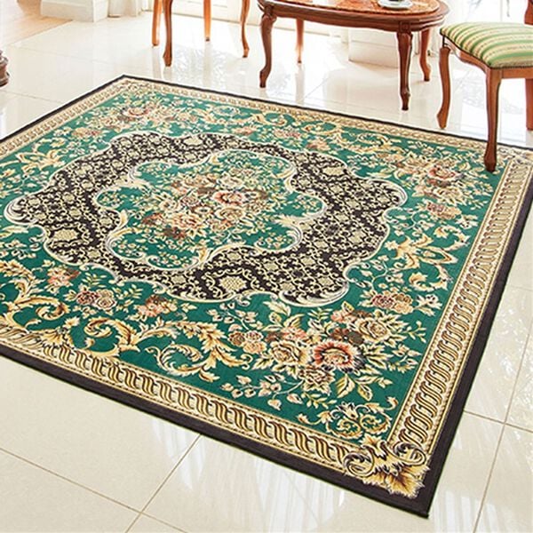 「高級柄プリントはっ水カーペット（カーペット）」｜フラワーグリーン