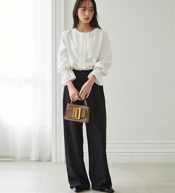 RANAN（ラナン）の「パール付きボウタイブラウス（ブラウス）」｜詳細画像