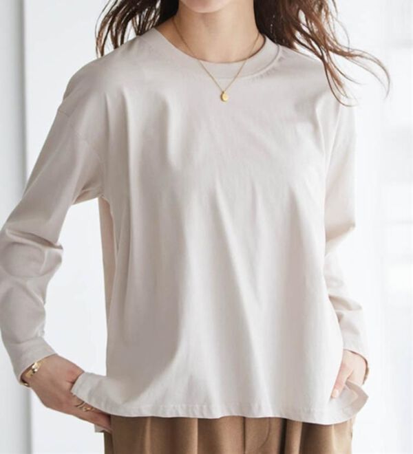 RANAN（ラナン）の「【選べる袖丈】【ひんやり・ＵＶ】＜BC＞綿100％プチハイネックＴシャツ（カットソー）」｜詳細画像