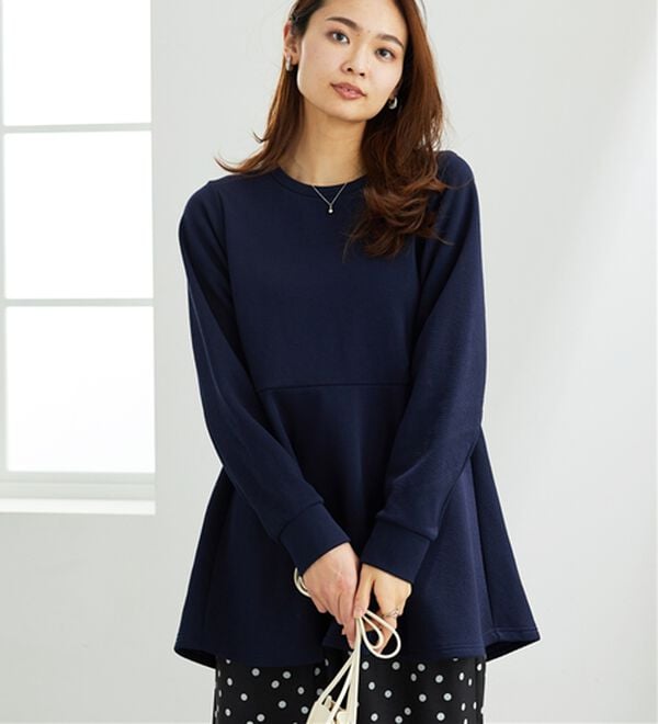 BELLUNA（ベルーナ）の「裏起毛ふくれジャカードペプラムチュニック（チュニック）」｜詳細画像