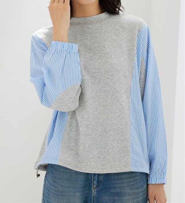 BELLUNA（ベルーナ）の「ストライプ切替デザインプルオーバー（カットソー）」｜詳細画像