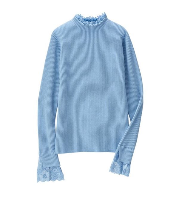 GeeRA（ジーラ）の「大人可愛い！レースが上品なハイネックニット（ニット・セーター）」｜詳細画像