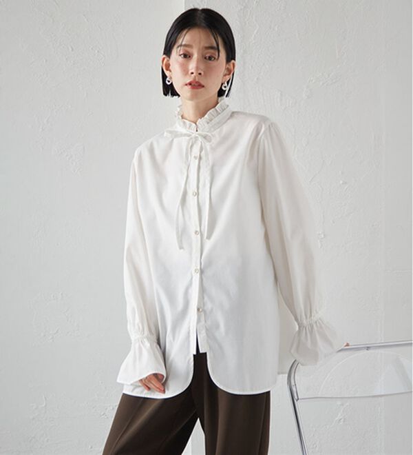 RANAN（ラナン）の「プチフリルリボン付きブラウス（ブラウス）」｜詳細画像