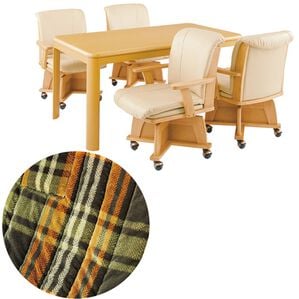 「極あったかダイニングこたつ布団フルセット（こたつテーブル）」｜チェックグリーン&times;ナチュラル