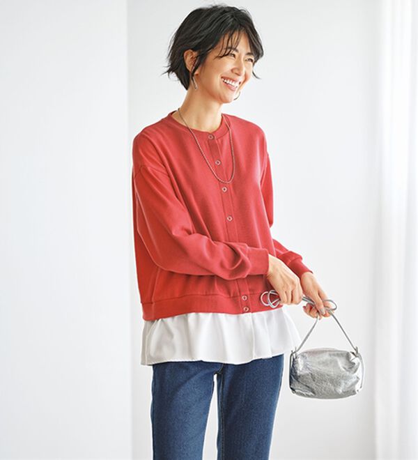 BELLUNA（ベルーナ）の「裏起毛素材ドッキングカーディガン（その他カーディガン）」｜詳細画像