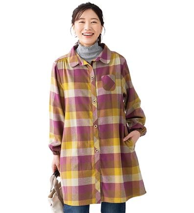 LAVIENNE（ラヴィエンヌ）の「裏フリースほっこりかっぽうチュニック（パジャマ・ルームウェア）」