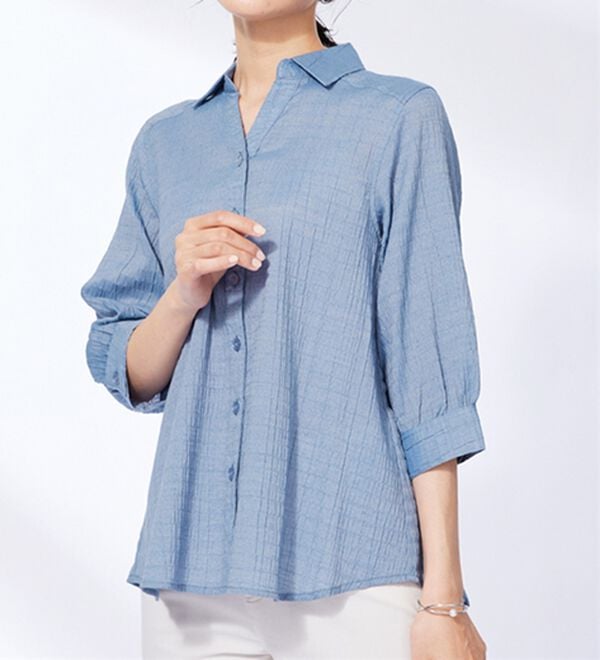 BELLUNA（ベルーナ）の「スキッパー衿ぽこぽこ素材ブラウス（ブラウス）」｜詳細画像