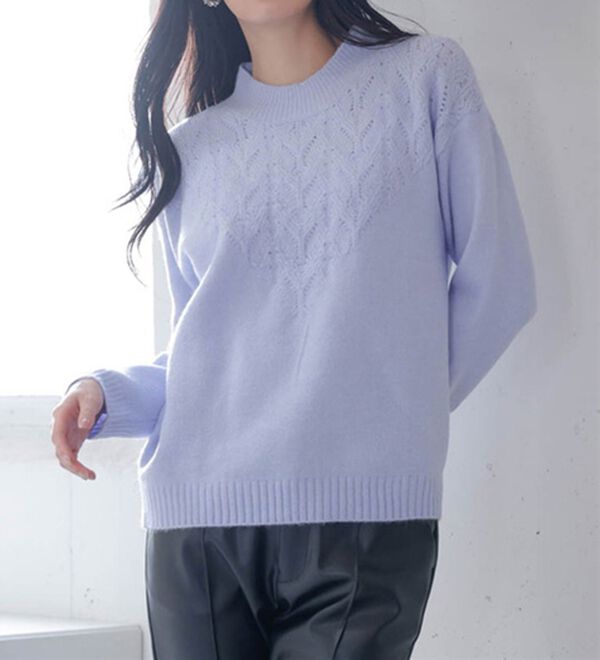 RANAN（ラナン）の「透かし編デザインハイネックニット（ニット・セーター）」｜詳細画像