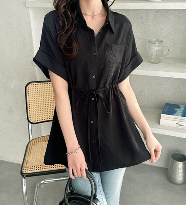 GeeRA（ジーラ）の「２ｗａｙウエストリボンシャツチュニック（チュニック）」｜詳細画像