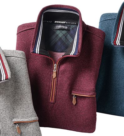 「＜ダンロップ・リファインド＞ツイード調ハーフジップトレーナー（メンズトレーナー）」