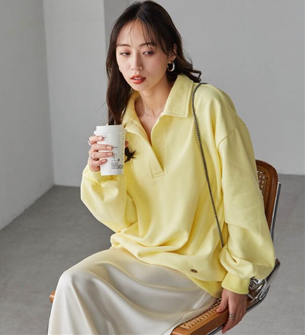 衿付きオーバーサイズスウェット - ベルーナ【公式】