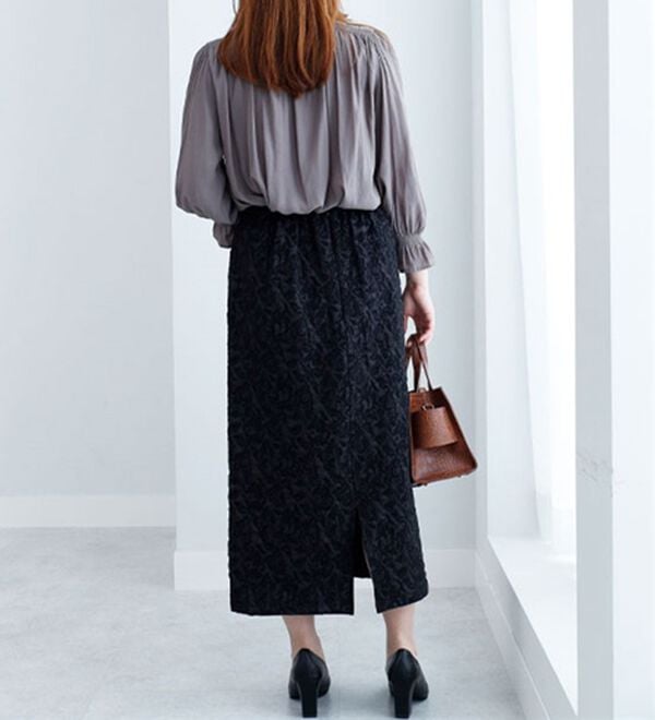 BELLUNA（ベルーナ）の「ジャカード素材スリットデザインスカート（ロングスカート）」｜詳細画像