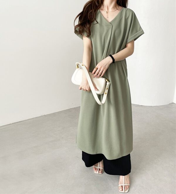 GeeRA（ジーラ）の「ひんやり快適！ジャカードスキッパーワンピ（カットソーワンピース）」｜詳細画像