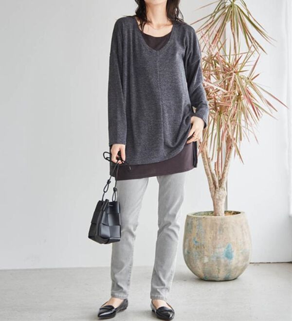 RANAN（ラナン）の「レイヤード風ニットソーチュニック（チュニック）」｜詳細画像