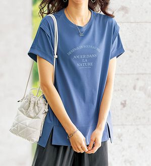 BELLUNA（ベルーナ）の「汗ジミ対策！切替デザインロゴプルオーバー（カットソー）」｜詳細画像