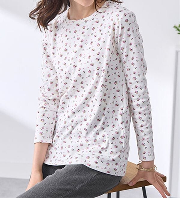 BELLUNA（ベルーナ）の「【選べる衿】肌に優しい綿１００％暖か発熱素材プルオーバー＜ベルホット　コットン＞（カットソー）」｜詳細画像