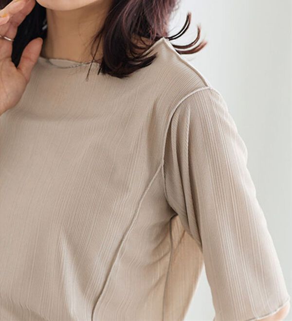 Pierrot（ピエロ）の「５分袖メロートップス（カットソー）」｜詳細画像