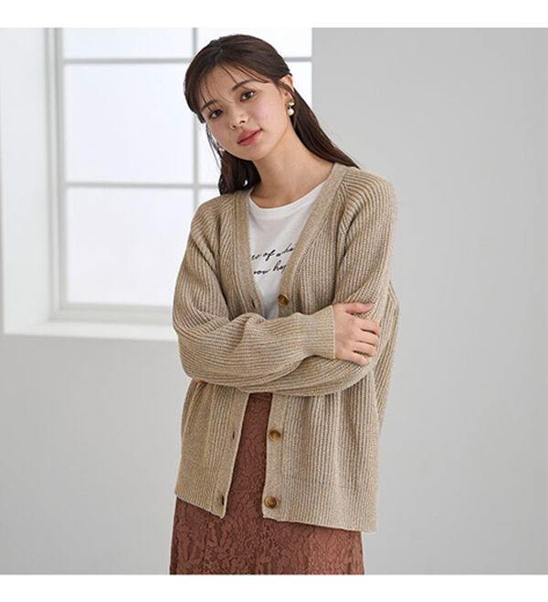 BELLUNA（ベルーナ）の「エコ素材ゆったりあぜ編ニットカーディガン（ニットカーディガン）」｜詳細画像
