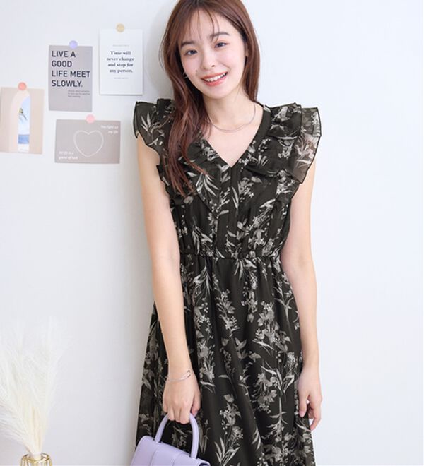 alotta（アロッタ）の「ニュアンス花柄ラッフルデザインワンピース（その他ワンピース）」｜詳細画像