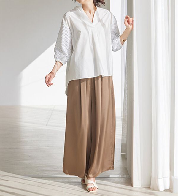 RANAN（ラナン）の「サテンワイドパンツ（ワイドパンツ・ガウチョ）」｜詳細画像