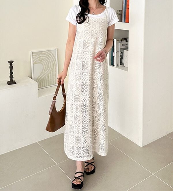 GeeRA（ジーラ）の「前後２ＷＡＹパネルレースキャミワンピース（その他ワンピース）」｜詳細画像