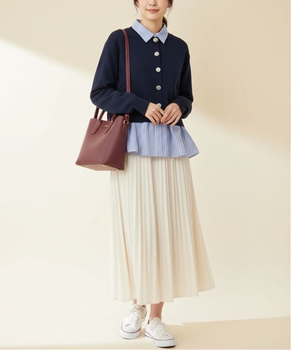 BELLUNA（ベルーナ）の「シャツレイヤード風ニットプルオーバー（ニット・セーター）」｜詳細画像