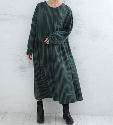 A HAPPY MARILYN（アハッピーマリリン）の「【ＬＬ～６Ｌ】「ゆとりＭＡＲＩＬＹＮ」ストライプ前開きシャツワンピース（シャツワンピース）」