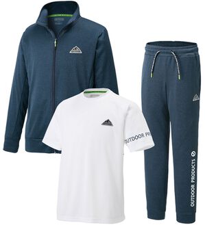 「【３点セット】＜アウトドアプロダクツ＞カチオン杢アクティブスーツ（メンズスポーツウェア（トップス））」｜ネイビー