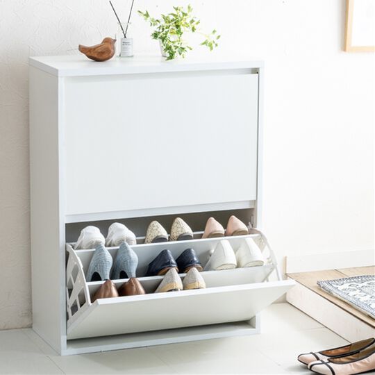 大量収納フラップシューズラック＜玄関収納・靴箱・下駄箱・シューズ