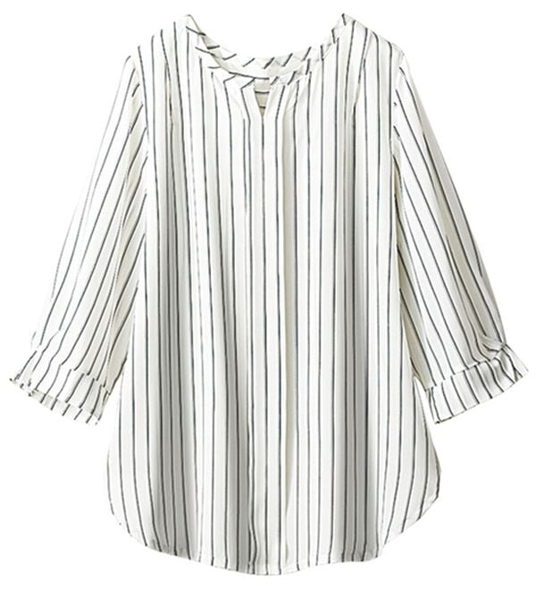 BELLUNA（ベルーナ）の「ひんやり機能付！袖タックキーネックブラウス（ブラウス）」｜詳細画像