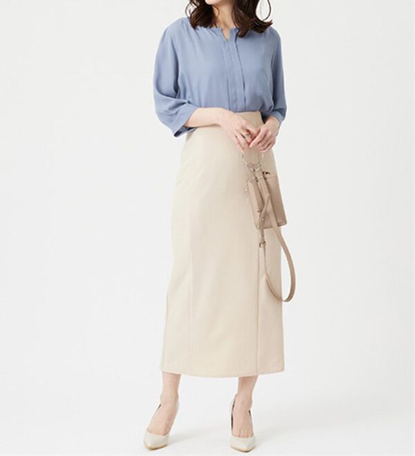 BELLUNA（ベルーナ）の「【接触冷感】機能付ジョーゼット素材キーネックブラウス（ブラウス）」｜詳細画像