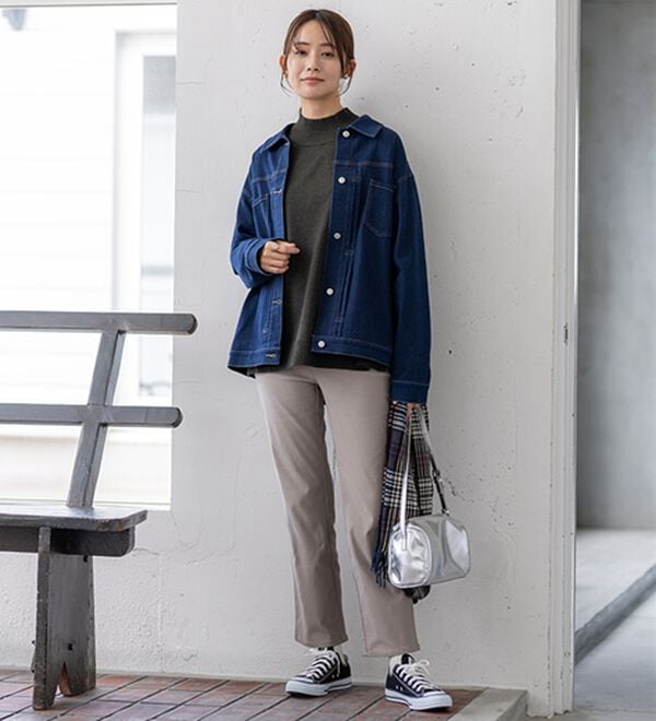 BELLUNA（ベルーナ）の「【選べる裏起毛】静電気防止！ヘリンボーンブーツカットパンツ（フルレングスパンツ）」｜詳細画像