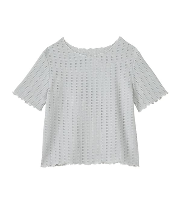 RANAN（ラナン）の「透かし柄メロー配色Ｔシャツ（カットソー）」｜詳細画像