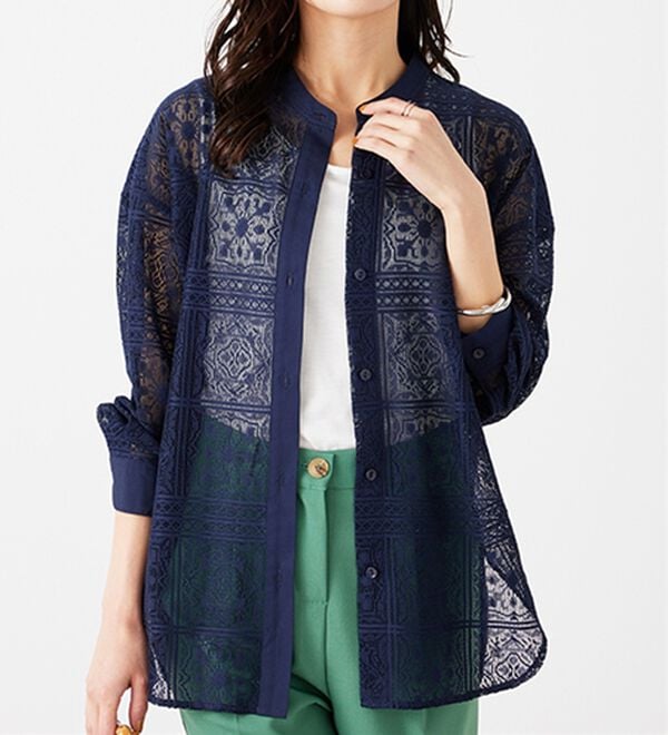 BELLUNA（ベルーナ）の「上品レース素材シャツチュニック（チュニック）」｜詳細画像