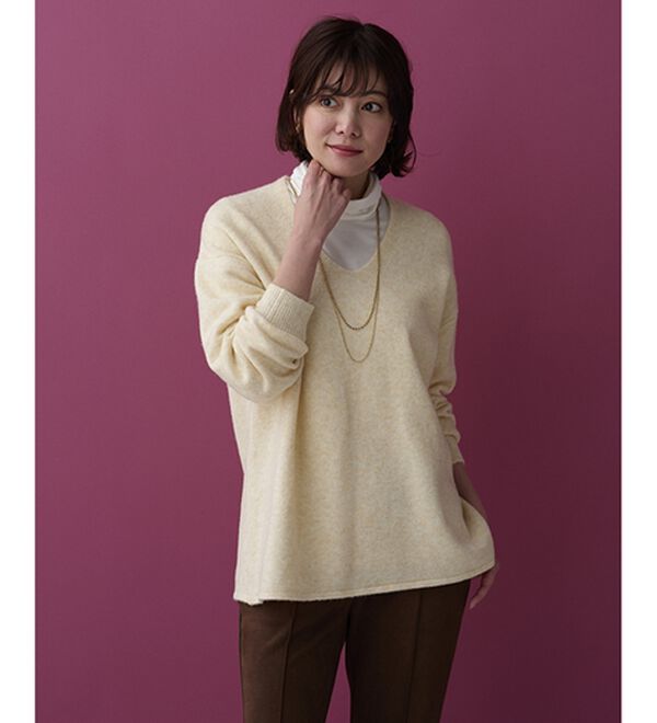 BELLUNA（ベルーナ）の「インナーに合わせるウール入りニットプルオーバー（ニット・セーター）」｜詳細画像