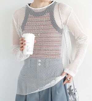 GeeRA（ジーラ）の「２ｗａｙメッシュカーディガン（ニットカーディガン）」｜詳細画像