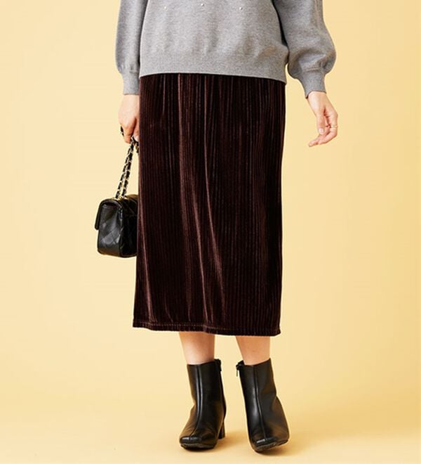 BELLUNA（ベルーナ）の「ベロア素材ナロースカート（ロングスカート）」｜詳細画像