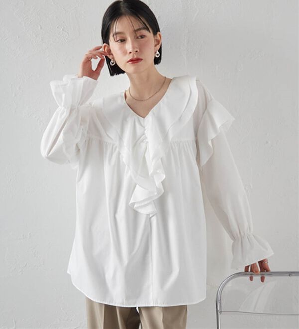 RANAN（ラナン）の「ビッグカラーフリルブラウス（ブラウス）」｜詳細画像