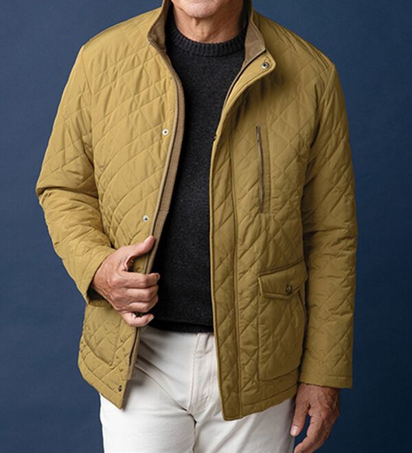 「＜クロコダイル＞中わたキルトジャケット（メンズジャケット）」｜イエロー