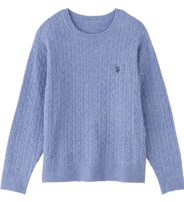 U.S.POLO ASSN.ユーエスポロアッスン＞ ワンポイントケーブルニット