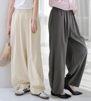 BELLUNA（ベルーナ）の「サラリ快適！ビンテージ調カーブパンツ（ワイドパンツ・ガウチョ）」｜詳細画像