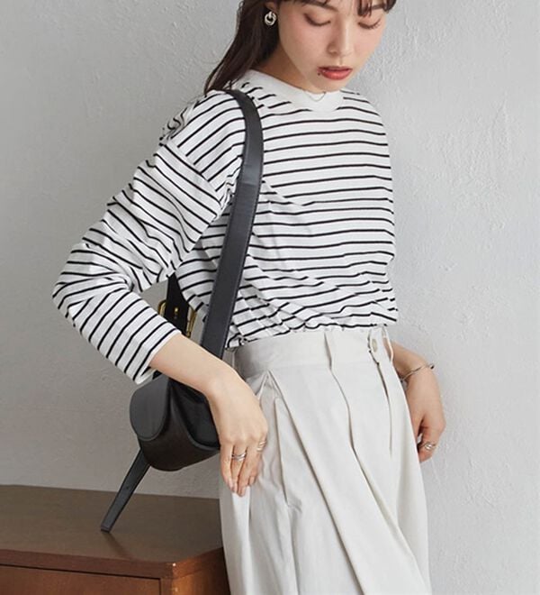 RANAN（ラナン）の「【選べる袖丈】ひんやり！＜BC＞綿100％プチハイネックＴシャツ（カットソー）」｜詳細画像